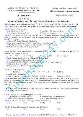Đề thi thử THPT quốc gia năm học 2014 - 2015 môn thi Hóa học - Trường THPT Đinh Chương Dương
